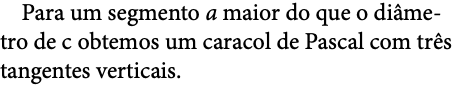  Para um segmento a maior do que o diâme-tro de c obtemos um caracol de Pascal com três tangentes verticais. 